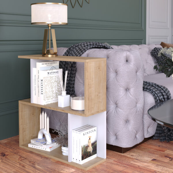 Αγόρασε Βιβλιοθήκη-Ραφιέρα δαπέδου Kadu pakoworld σε oak-λευκό απόχρωση  72x22x71εκ σε μοναδική τιμή στο clickforshop.gr