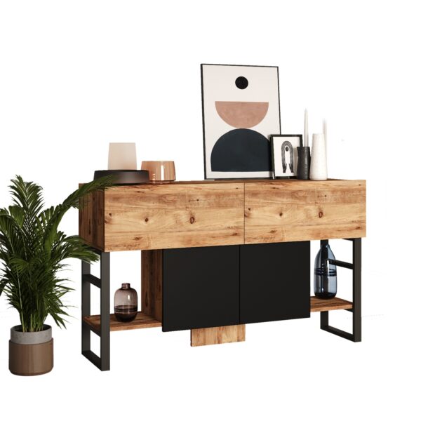 Αγόρασε Κονσόλα ArteLibre BLACKFEN Πεύκο/Μαύρο Μοριοσανίδα/Μέταλλο 139x83.6x43cm σε μοναδική τιμή στο clickforshop.gr