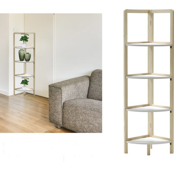 Αγόρασε Γωνιακή Ραφιέρα Λευκό Ξύλο 27x27x108.5cm 4 Ράφια σε μοναδική τιμή στο clickforshop.gr