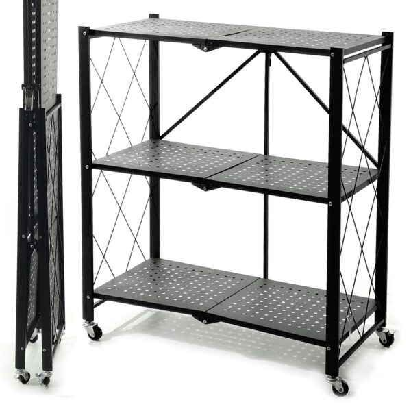 Αγόρασε Ραφιέρα 3 Ράφια Πτυσσόμενη Τροχήλατη Μαύρο Μέταλλο 71x34x87cm σε μοναδική τιμή στο clickforshop.gr