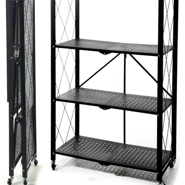Αγόρασε Ραφιέρα 4 Ράφια Πτυσσόμενη Τροχήλατη Μαύρο Μέταλλο 71x34x124cm σε μοναδική τιμή στο clickforshop.gr