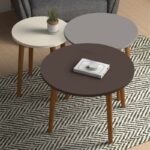 Αγόρασε το Τραπεζάκι σαλονιού  σετ 3 τμχ Roma Megapap από μελαμίνη χρώμα κρεμ - cappuccino - καφέ σε μοναδική τιμή στο clickforshop.gr