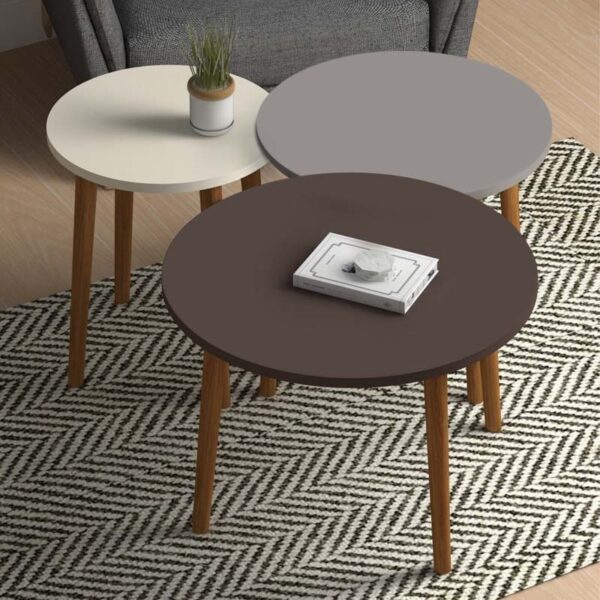 Αγόρασε το Τραπεζάκι σαλονιού  σετ 3 τμχ Roma Megapap από μελαμίνη χρώμα κρεμ - cappuccino - καφέ σε μοναδική τιμή στο clickforshop.gr