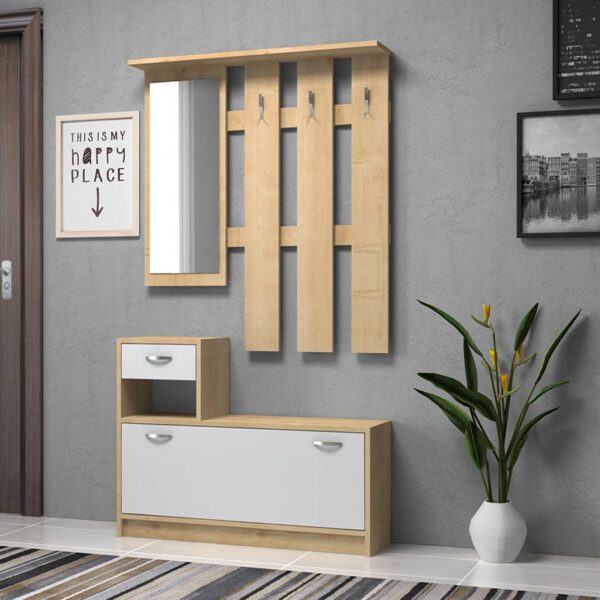 Αγόρασε το Έπιπλο εισόδου Raynold Megapap χρώμα φυσικό - λευκό 100x30x180εκ. σε μοναδική τιμή στο clickforshop.gr