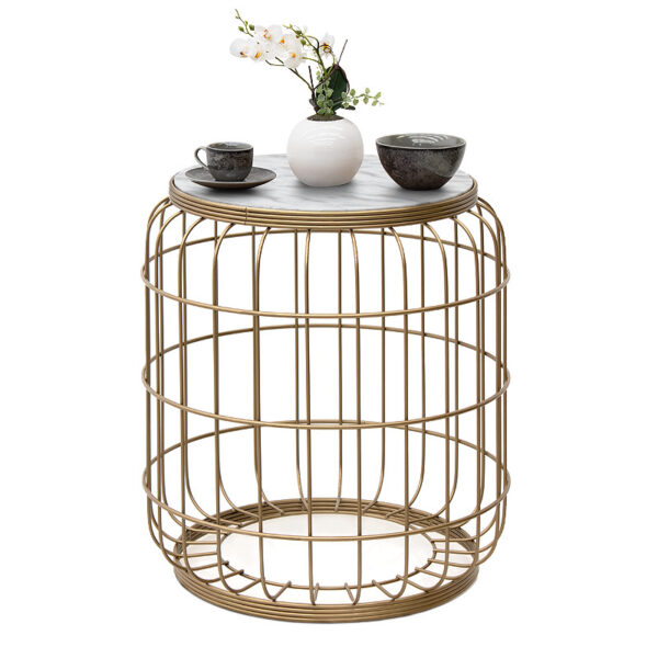 Αγόρασε το Σκαμπώ - τραπεζάκι βοηθητικό Muller Megapap μεταλλικό - Mdf χρώμα χρυσό - λευκό 35x35x47εκ. σε μοναδική τιμή στο clickforshop.gr