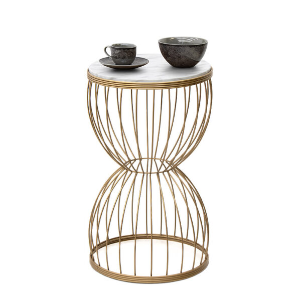 Αγόρασε το Βοηθητικό τραπεζάκι Pino Megapap μεταλλικό - Mdf χρώμα χρυσό - λευκό εφέ μαρμάρου 35x35x58εκ. σε μοναδική τιμή στο clickforshop.gr