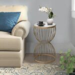 Τραπεζάκι βοηθητικό Pino Megapap μεταλλικό - Mdf χρώμα χρυσό - λευκό εφέ μαρμάρου 35x35x58εκ. - Image 2