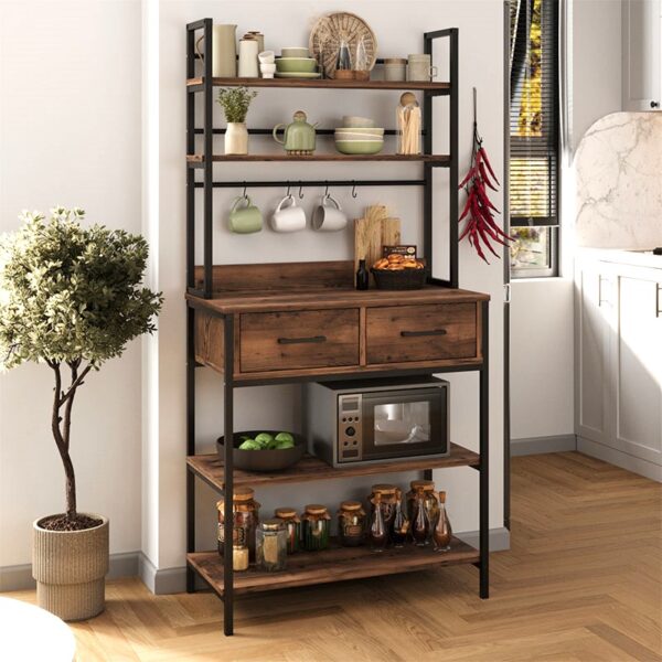 Αγόρασε το Έπιπλο κουζίνας Printo Megapap μεταλλικό - μελαμίνης χρώμα μαύρο - καπνιστή καρυδιά 81