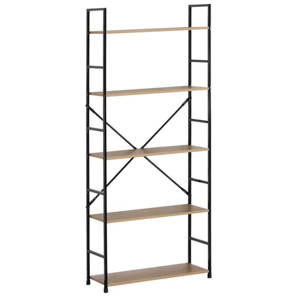Αγόρασε Ραφιέρα ArteLibre DARROW Με 5 Ράφια Δρυς/Μαύρο Μοριοσανίδα/Μέταλλο 58.6x23.5x144cm σε μοναδική τιμή στο clickforshop.gr